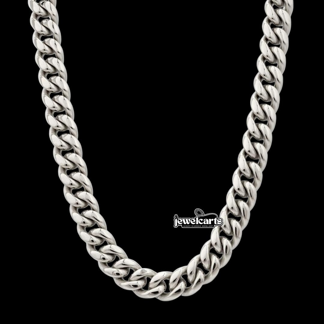 10MM 925 Sterling Silver Cuban Link Chain Front View