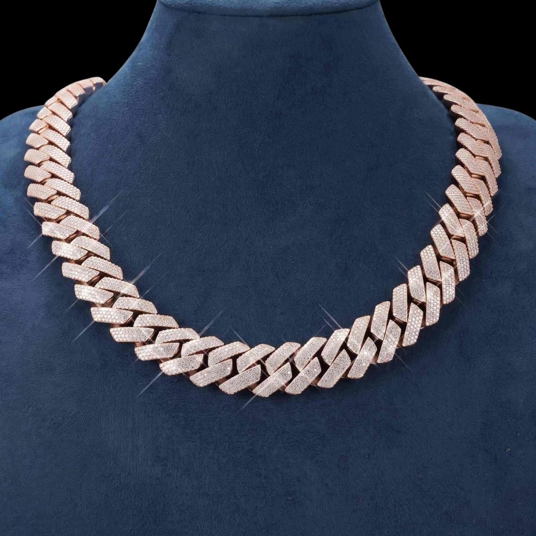 20MM 4-Row Moissanite Cuban Link Chain 14K Gold