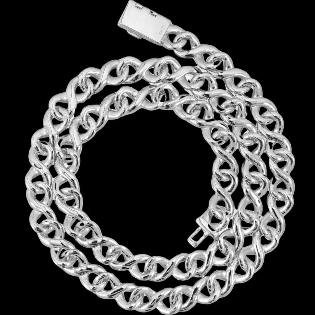 10mm Moissanite Infinity Link Chain in 14K Gold Back View