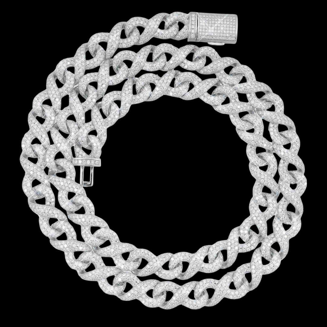 10mm Moissanite Infinity Link Chain in 14K Gold Full Close Up View