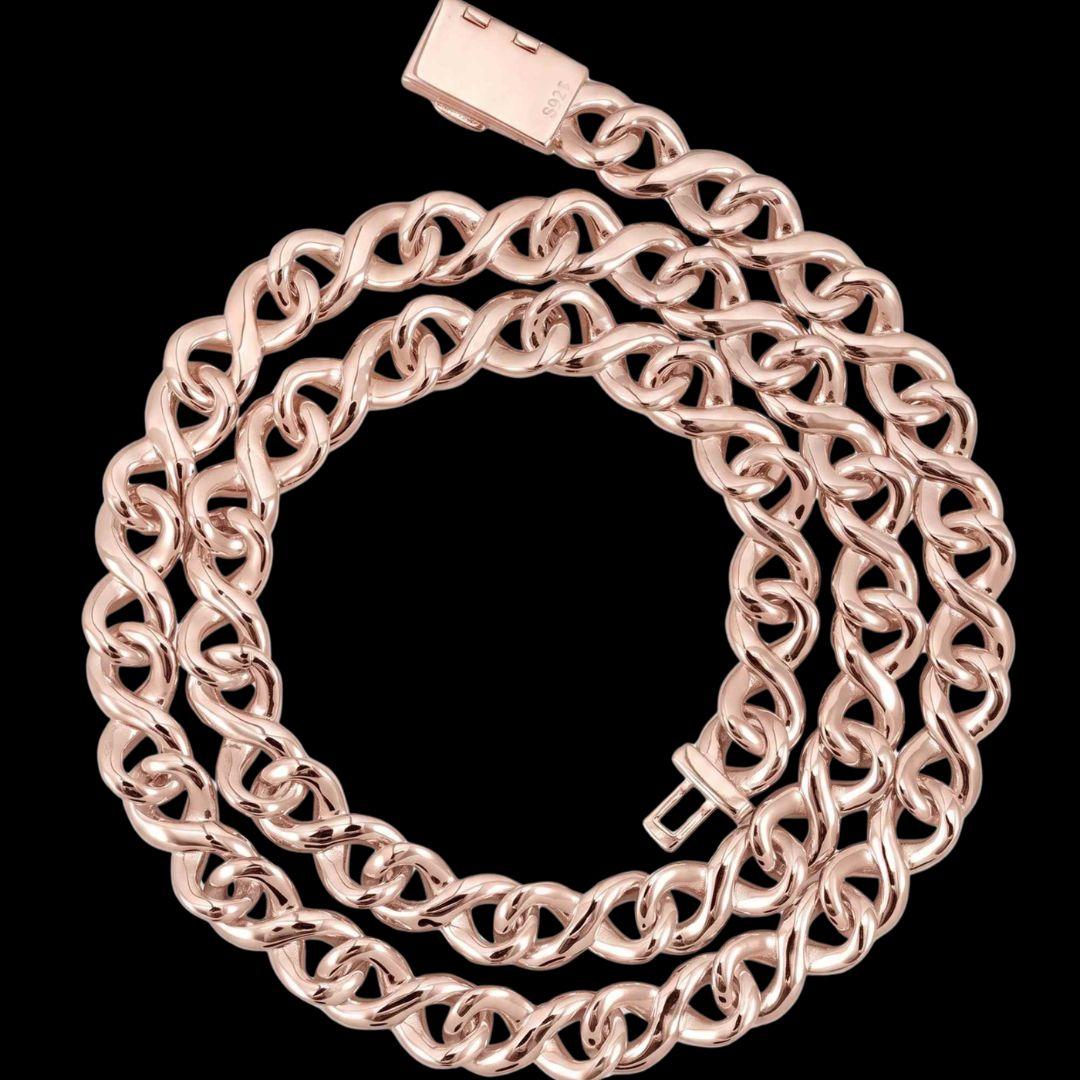 10mm Moissanite Infinity Link Chain in 14K Rose Gold Back View