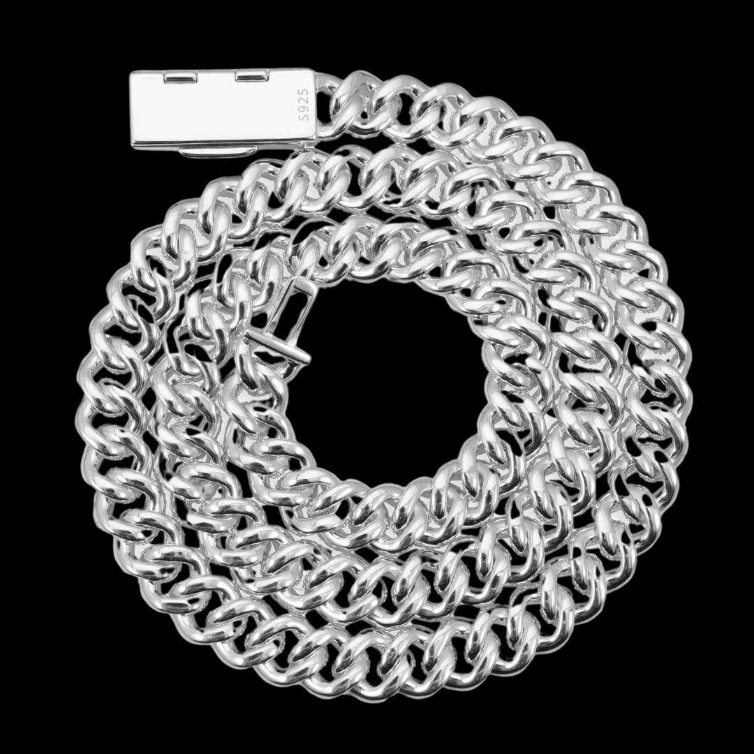 10MM D-E VVS Moissanite Iced Cuban Link Necklace in 14K Gold