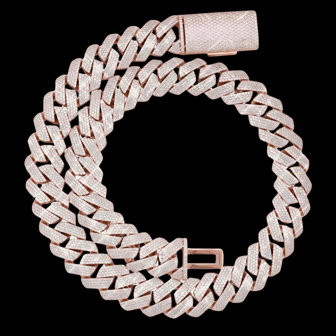 20MM 4-Row Moissanite Cuban Link Chain 14K Gold