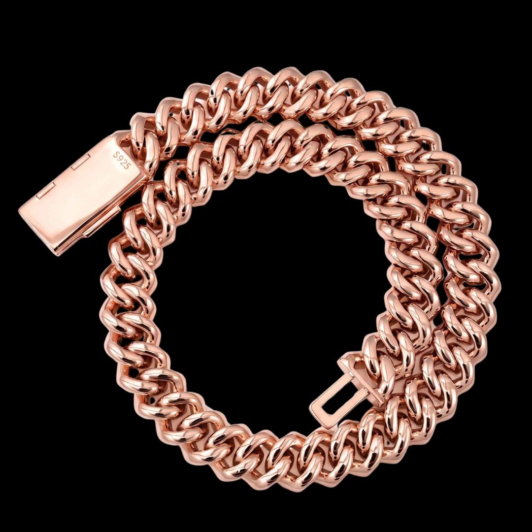 20MM 4-Row Moissanite Cuban Link Chain 14K Gold
