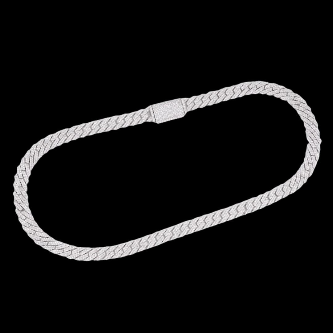 14K Gold 10MM Round Moissanite Cuban Link Chain 14K Gold 10MM Round Moissanite Cuban Link Chain Full Close Up View