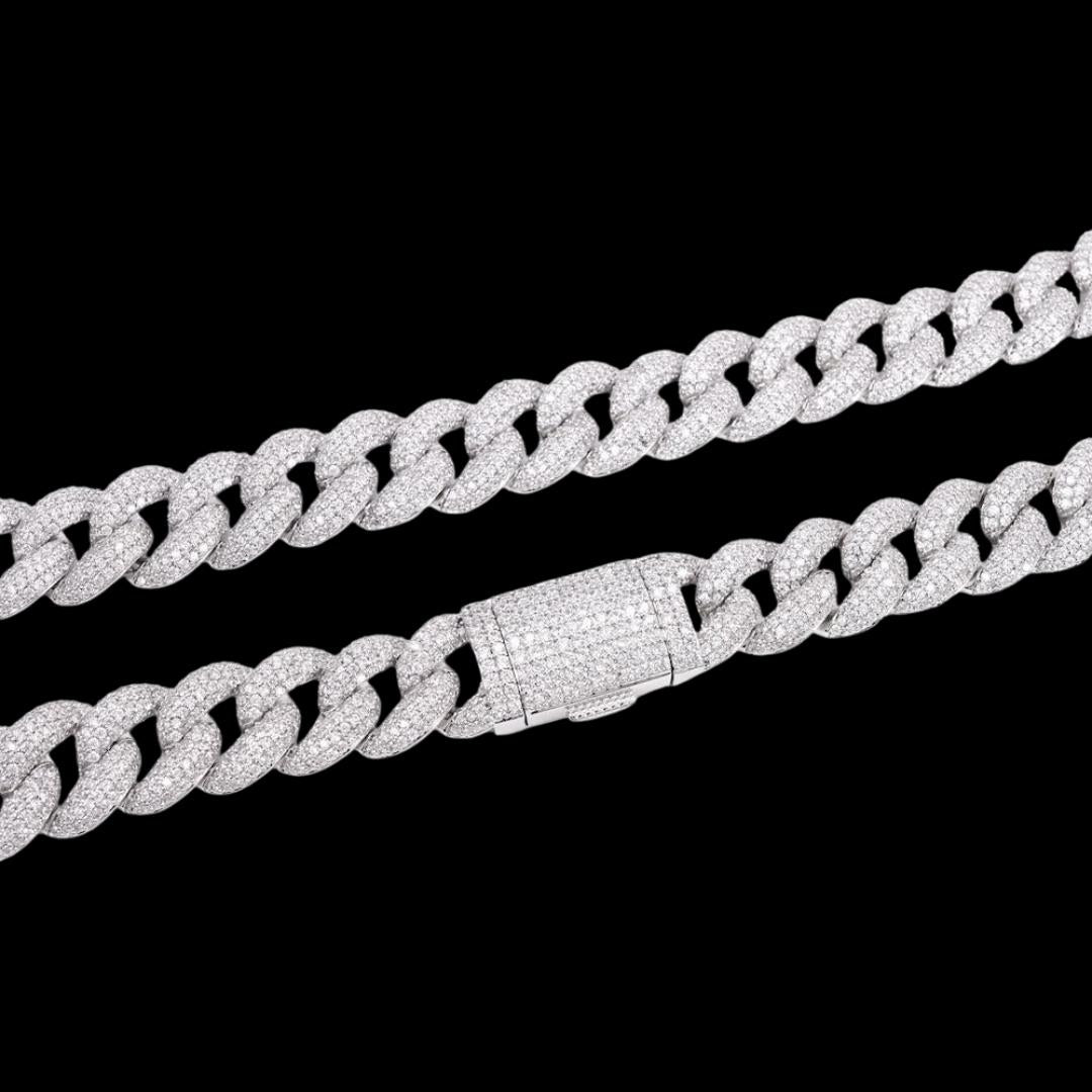 14K Gold 14MM Round Moissanite Miami Cuban Chain Clasp View