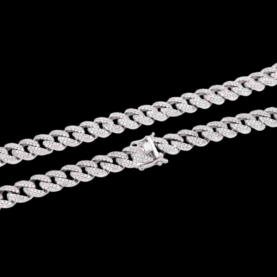 14K Gold 9MM Round Moissanite Cuban Link Chain Clasp View