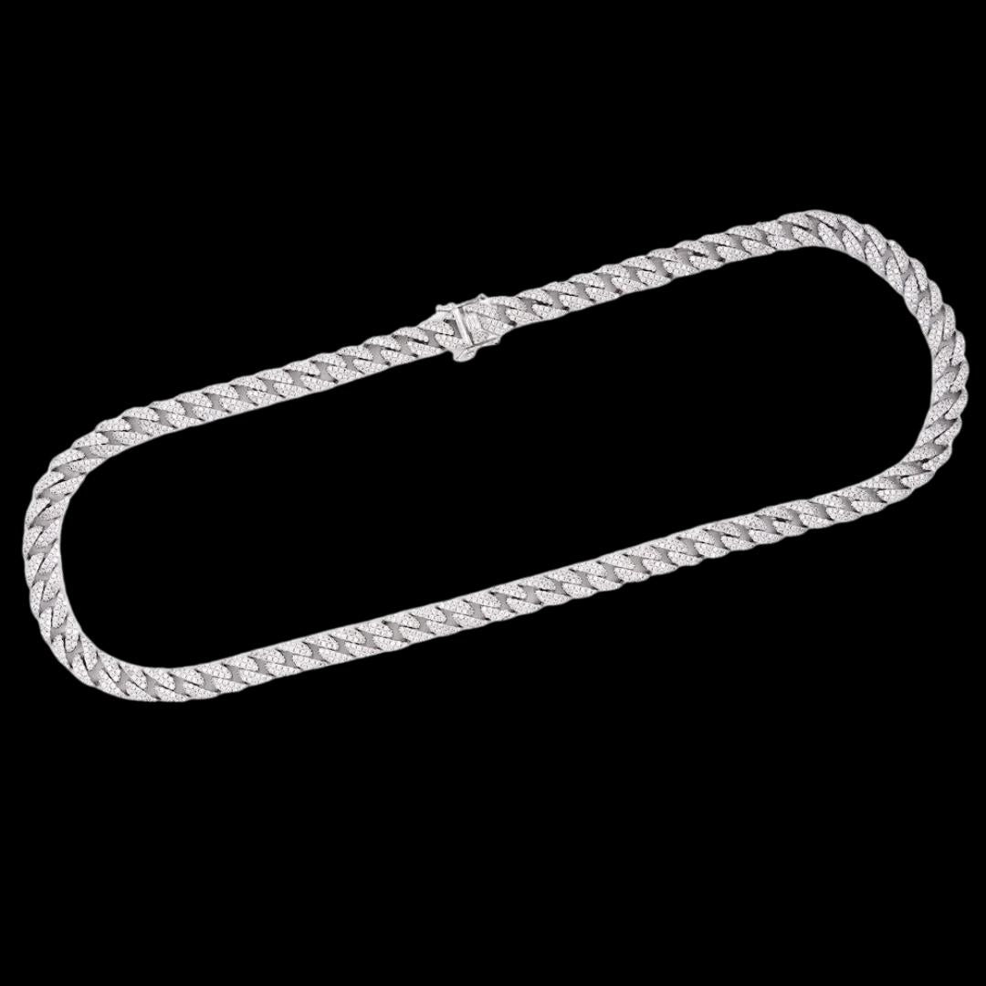 14K Gold 9MM Round Moissanite Cuban Link Chain Full Close Up View