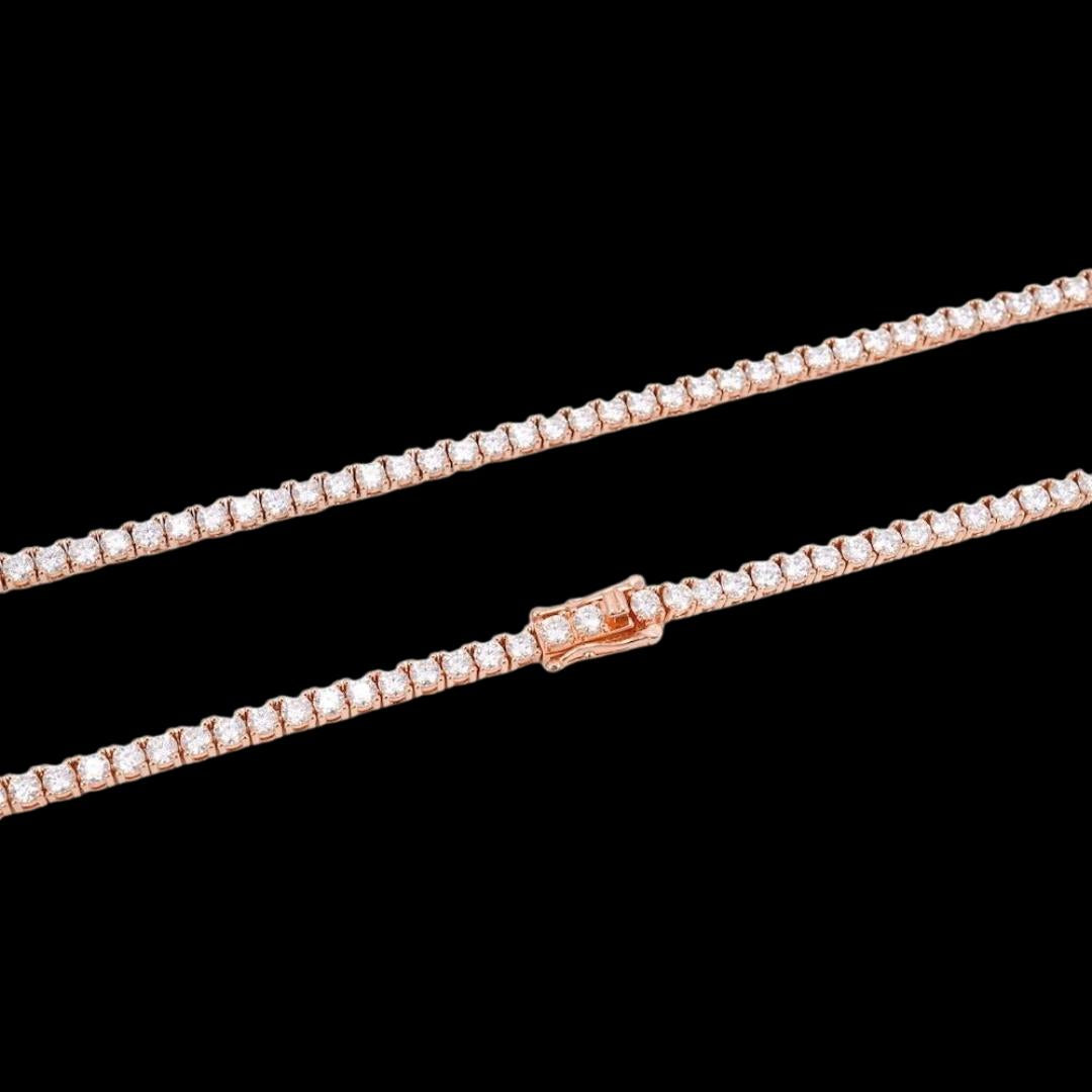 14K Rose Gold 3MM Round Moissanite Tennis Chain Clasp View