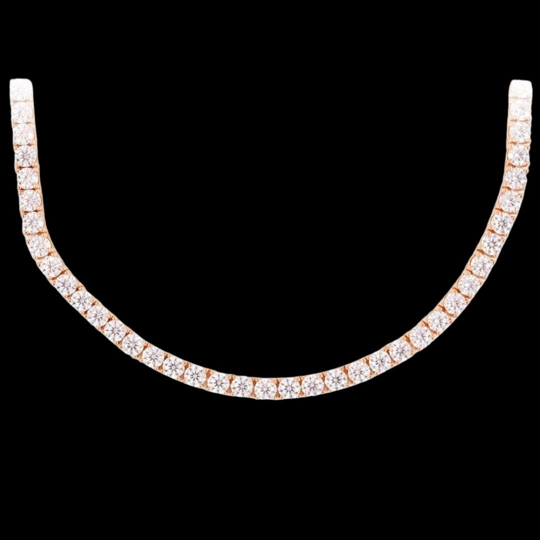 14K Rose Gold 4MM Round Moissanite Tennis Chain Close Up View