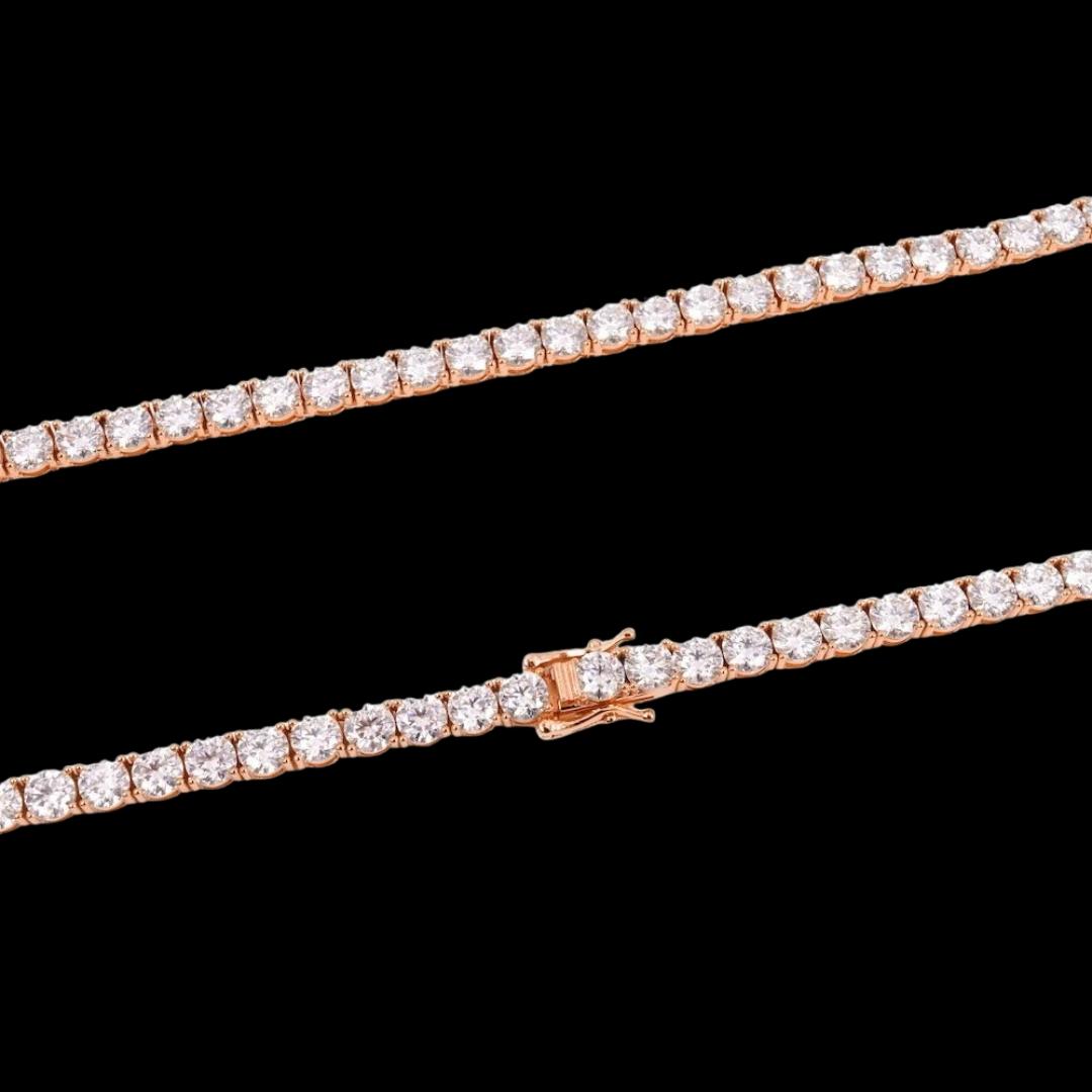 14K Rose Gold 5MM Round Moissanite Tennis Chain Clasp View