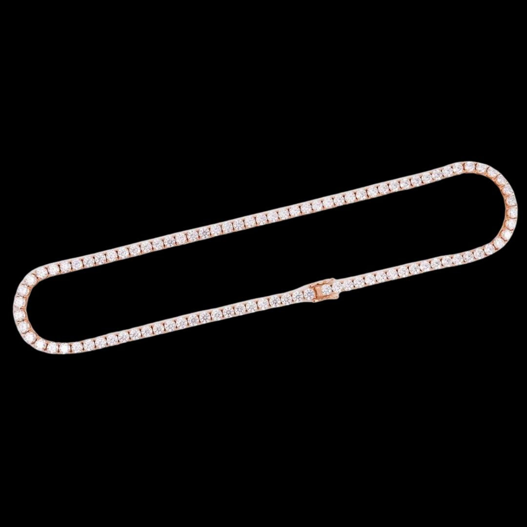 14K Rose Gold 5MM Round Moissanite Tennis Chain Full Close Up View