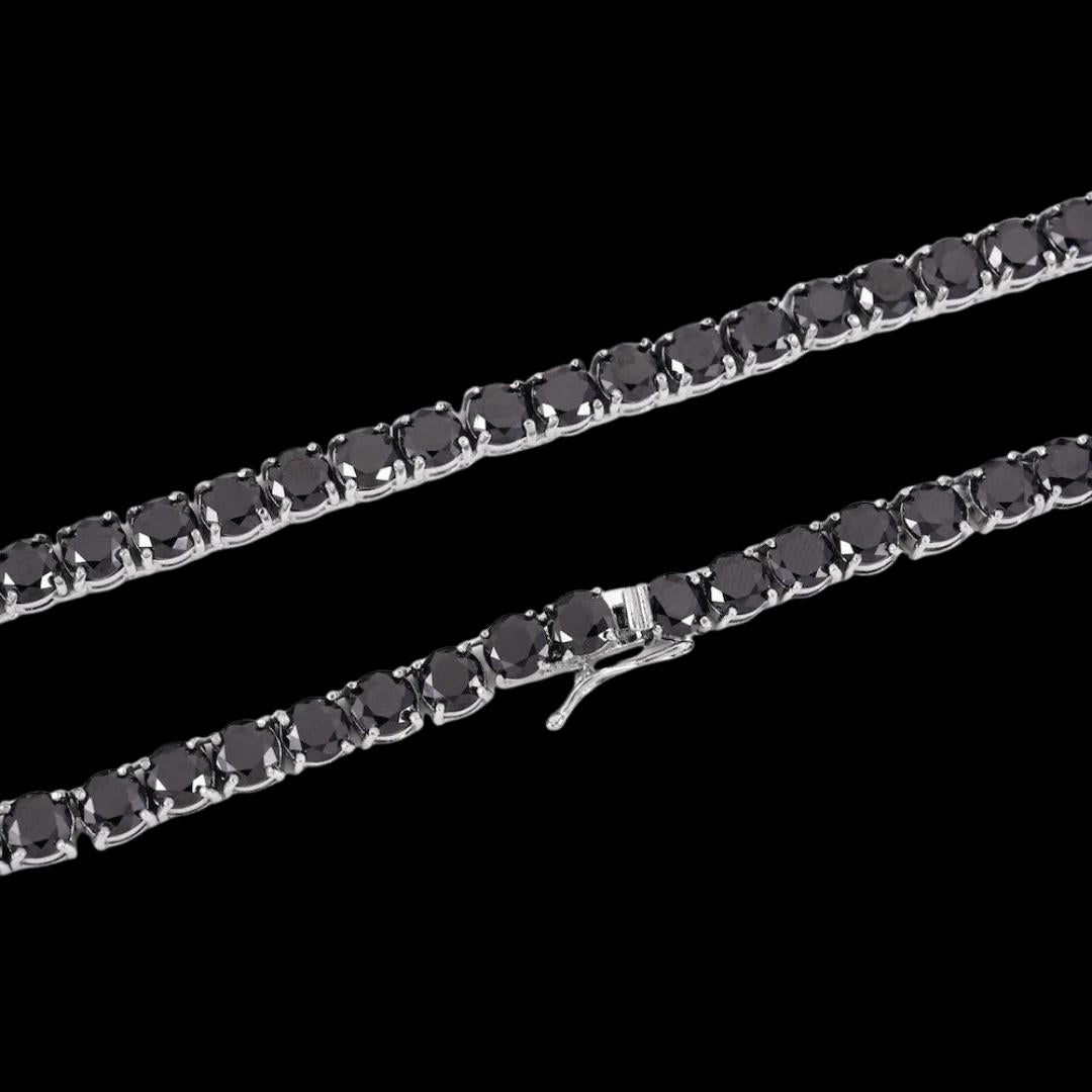 14K White Gold 5MM Black Moissanite Tennis Chain Close Up Clasp View