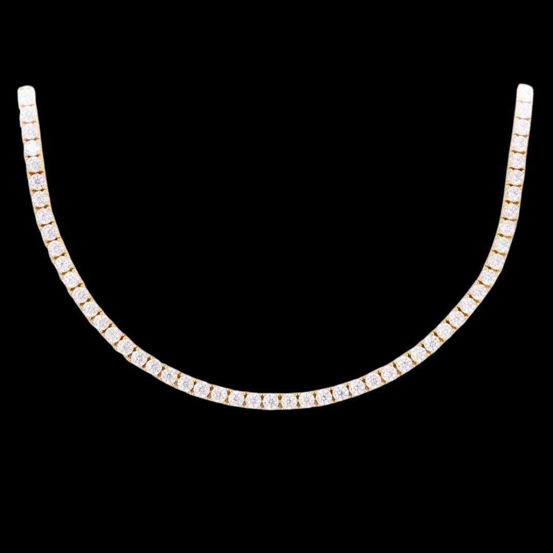 14K Yellow Gold 3MM Round Moissanite Tennis Chain Close Up View