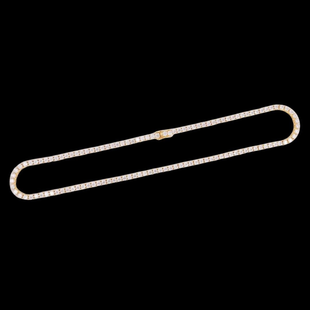 14K Yellow Gold 4MM Round Moissanite Tennis Chain Full Close Up View