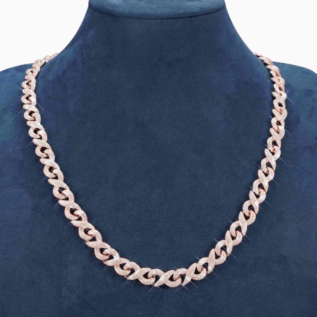 10mm Moissanite Infinity Link Chain in 14K Gold