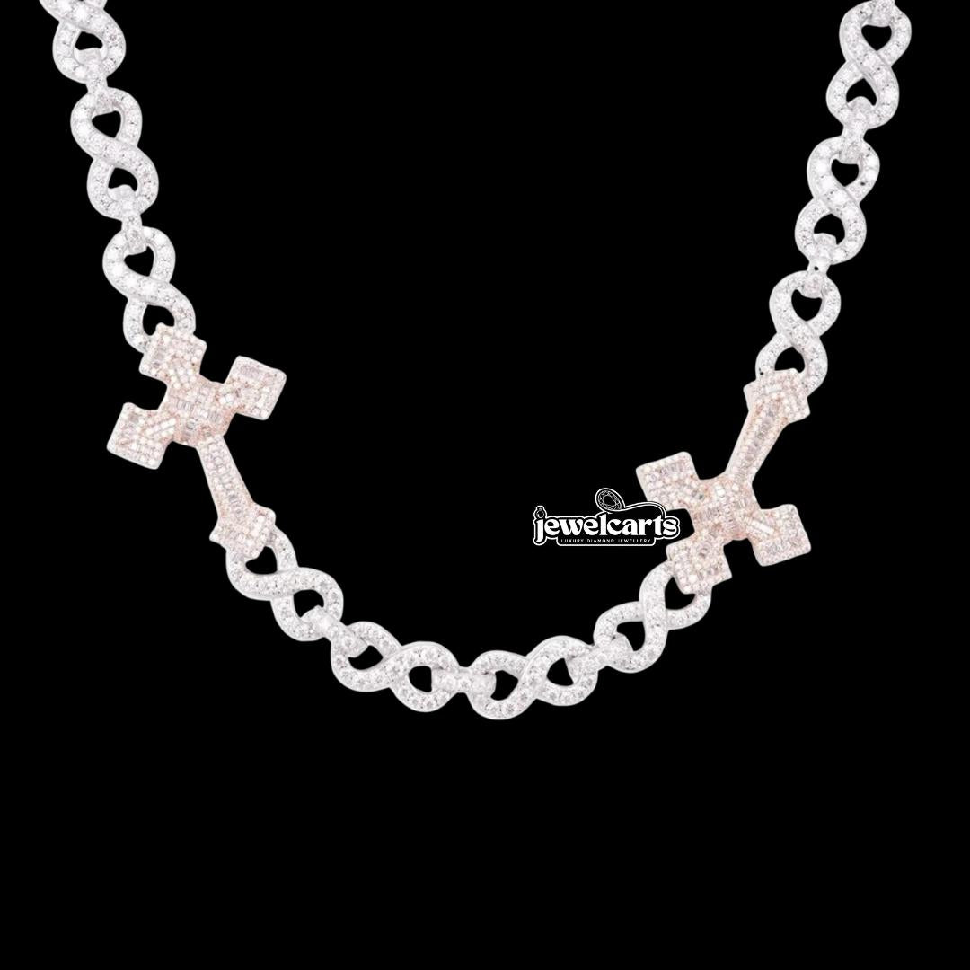 15MM Infinity Link Cross Chain with Custom Clasp Front View