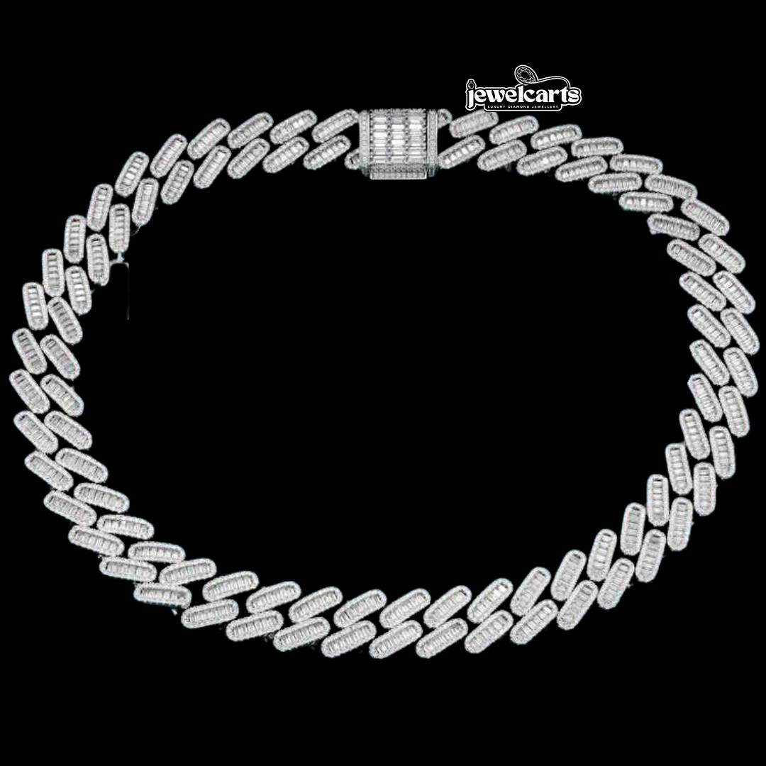 18mm Moissanite Pave Miami Cuban Chain in 14K Gold Front View