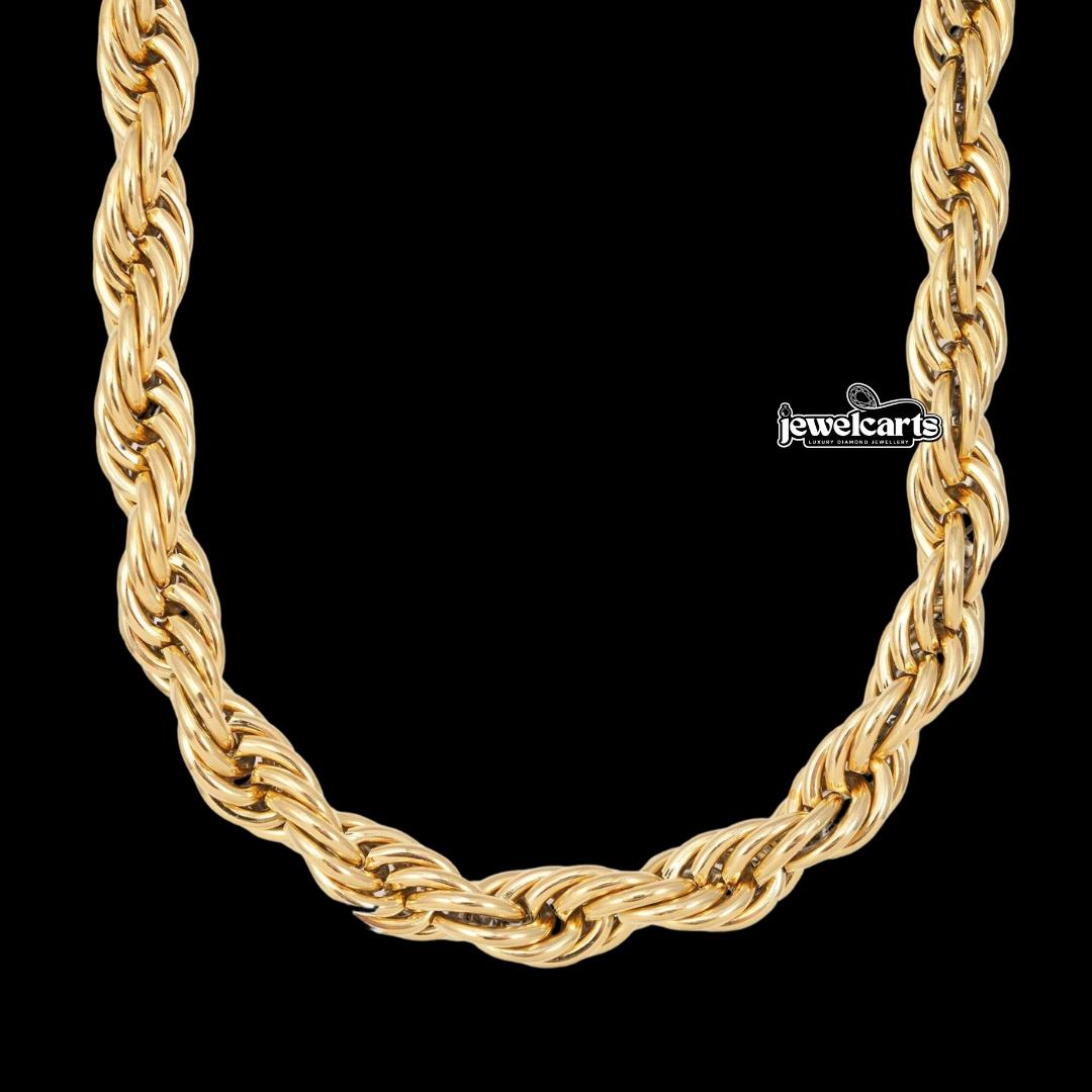 10MM 14K Yellow Gold Rope Link Necklace