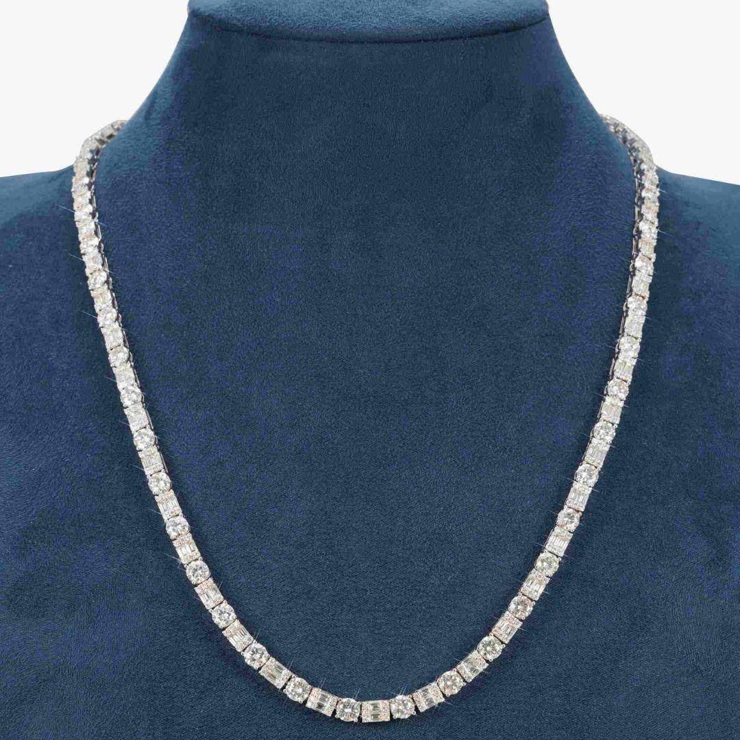 5MM Hybrid Cut Moissanite Tennis Chain 14K Gold