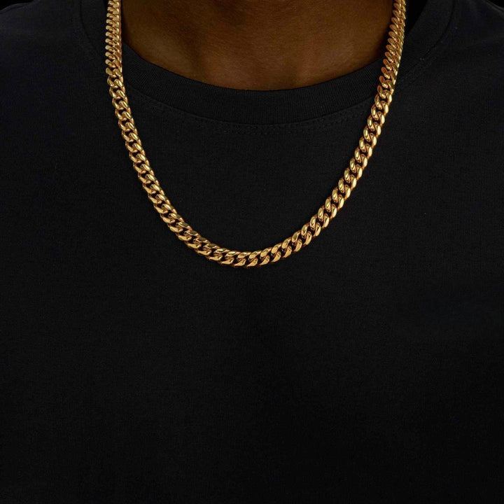 8MM 14K Yellow Gold Bold Cuban Necklace