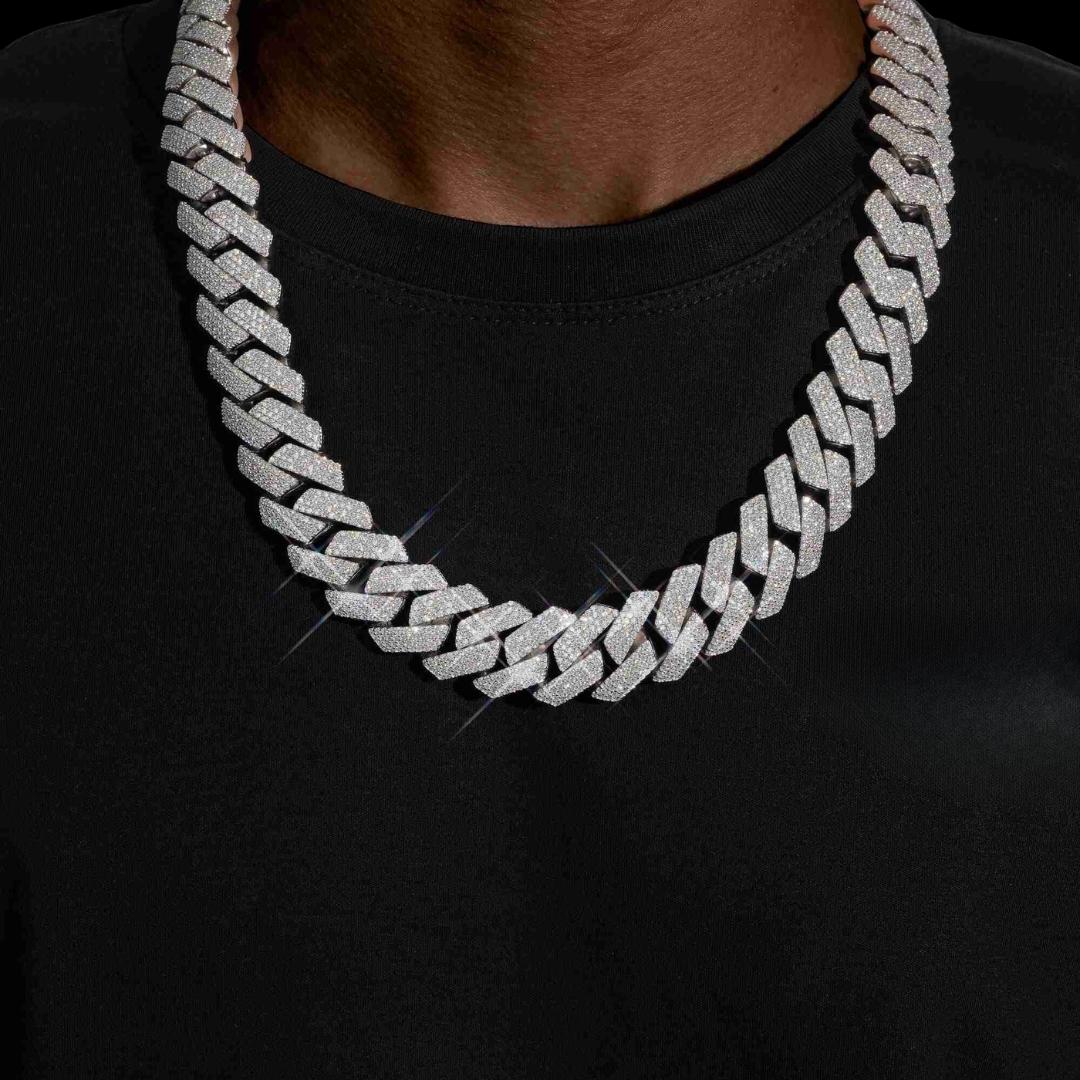 20MM 4-Row Moissanite Cuban Link Chain 14K Gold