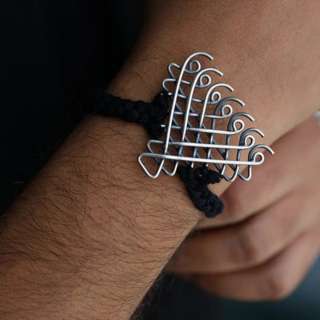 Handmade Silver Saraswati Yantra Bracelet Jewel Carts