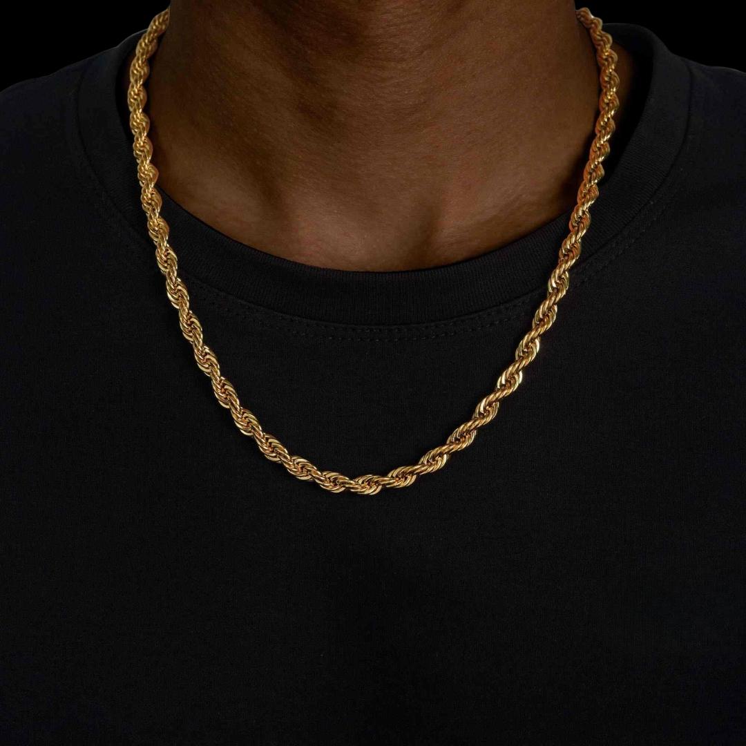 6MM 14K Yellow Gold Twisted Rope Necklace