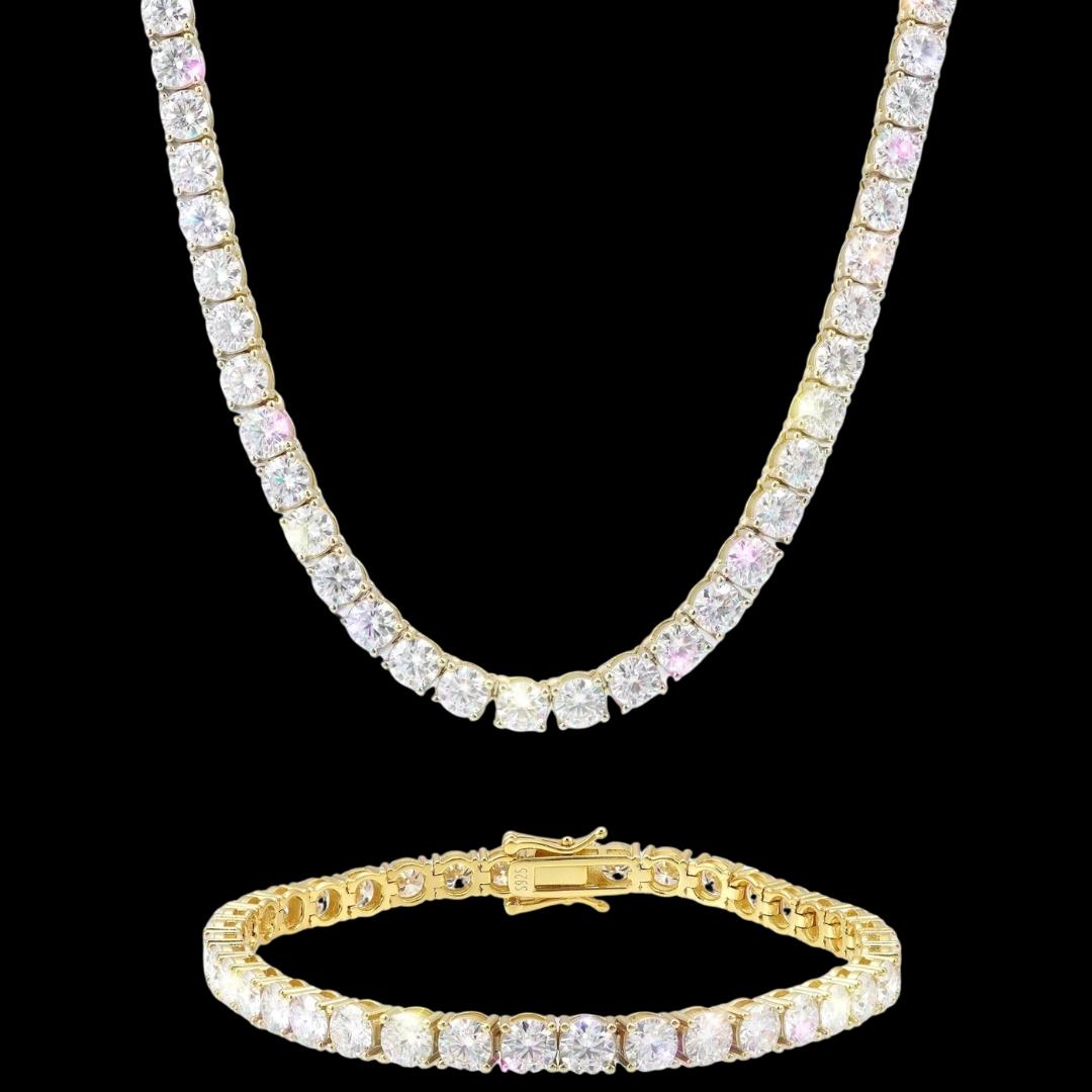5MM Moissanite Tennis Chain and Bracelet Set