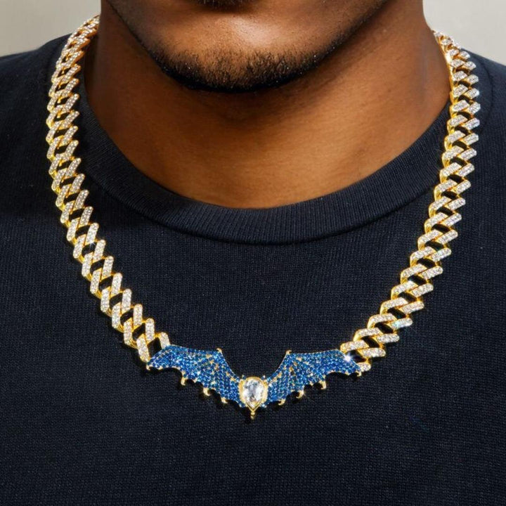12mm Round Moissanite Cuban Link Chain Batlink in 14K Yellow Gold