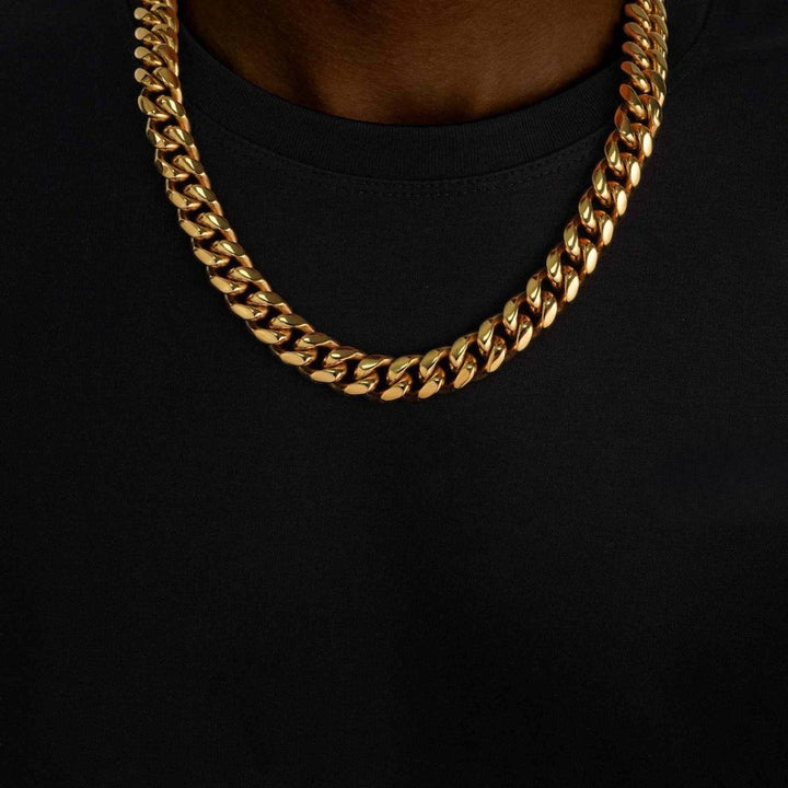 14MM 14K Yellow Gold Classic Cuban Necklace