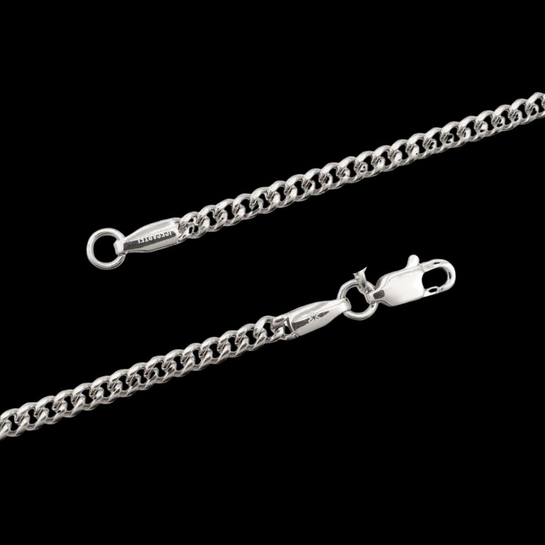 3MM Cuban Link Chain Solid 925 Silver Clasp View