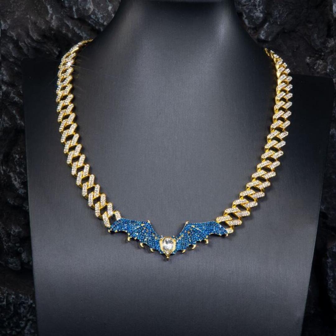 12mm Round Moissanite Cuban Link Chain Batlink in 14K Yellow Gold