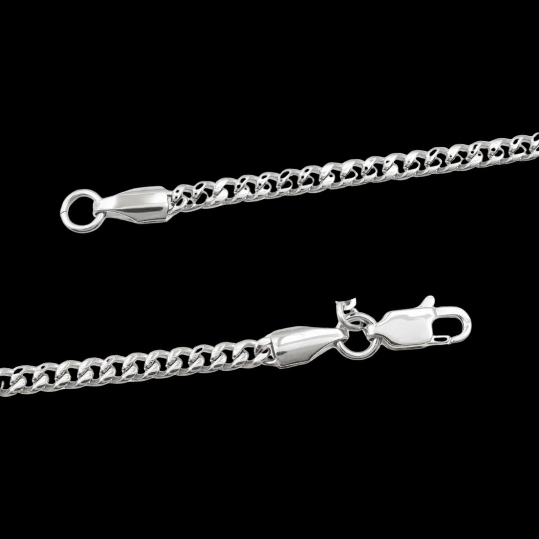 3mm Cuban Link Chain and Bracelet Set in Silver Clasp View