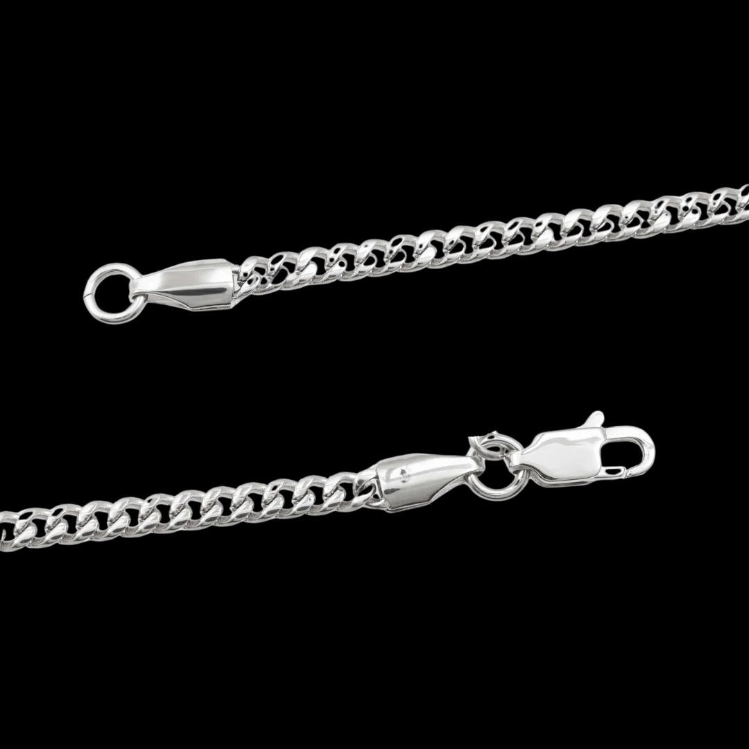 3mm Cuban Link Chain in 925 Sterling Silver Clasp View