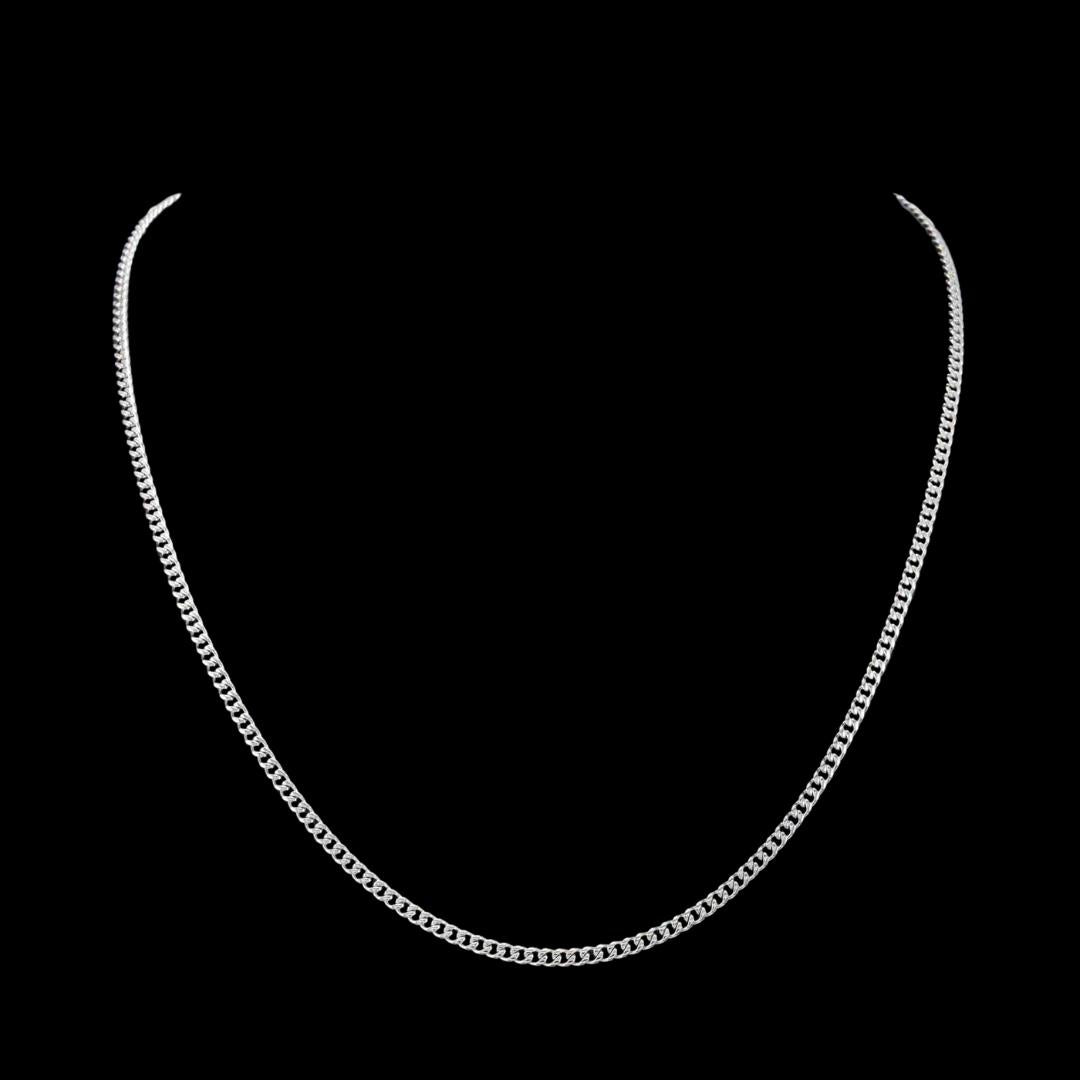 3mm Cuban Link Chain in 925 Sterling Silver Close Up View