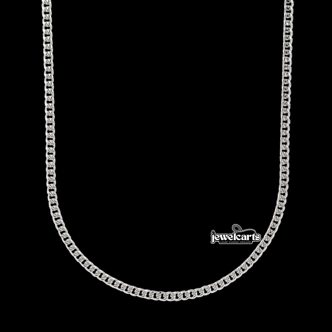 3mm Cuban Link Chain in 925 Sterling Silver Front View