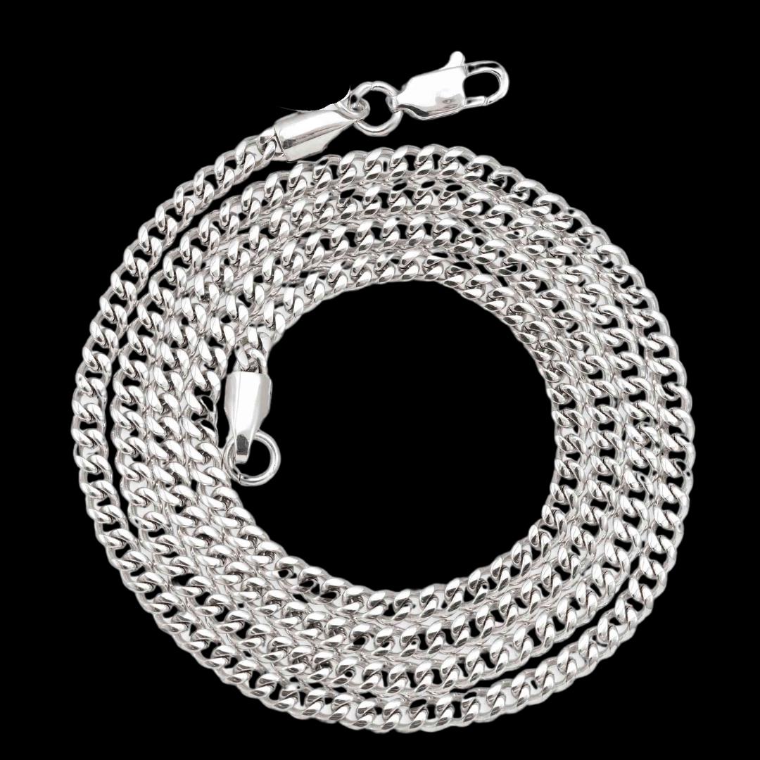 3mm Cuban Link Chain in 925 Sterling Silver Full Close Up View