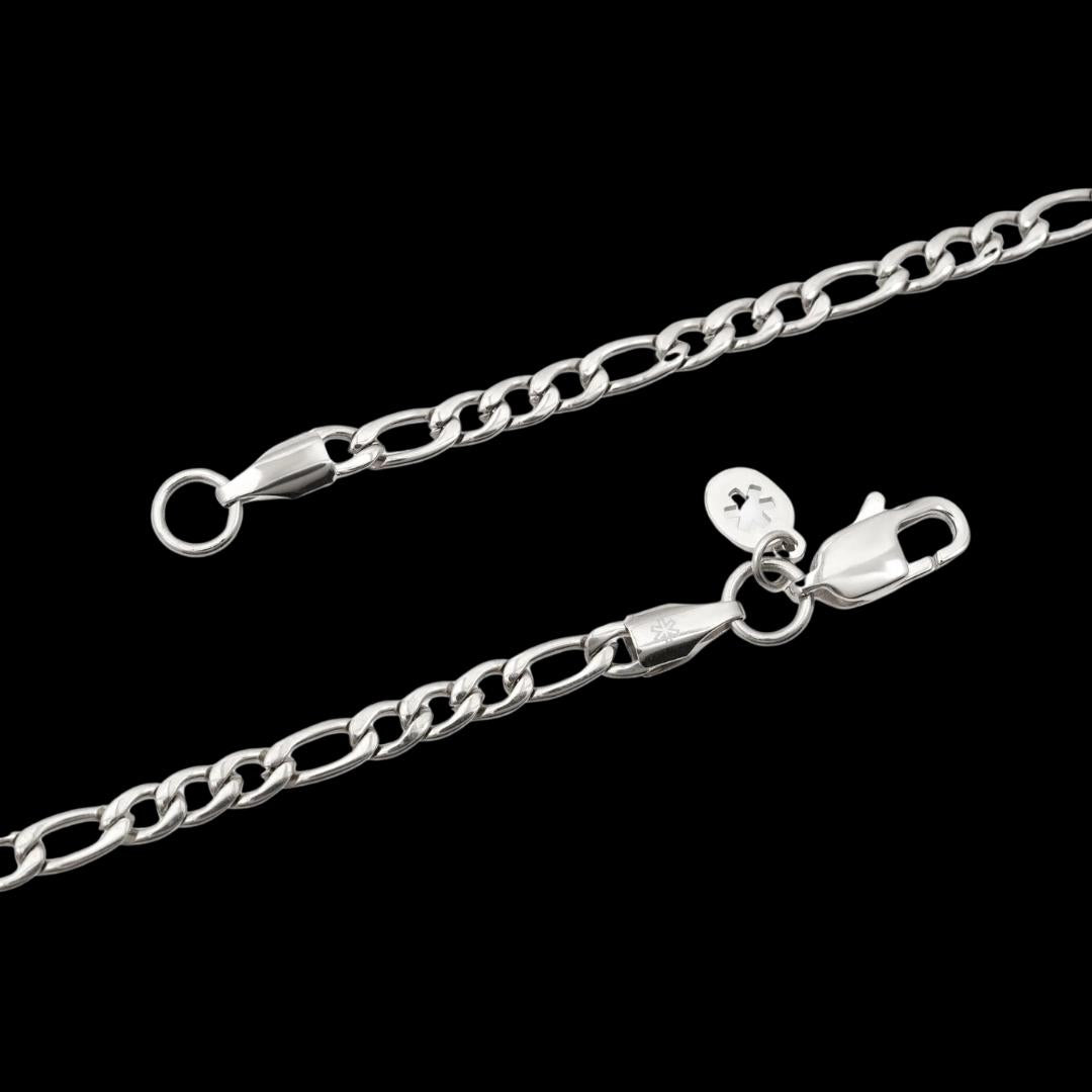 4MM 925 Sterling Silver Figaro Chain Clasp View