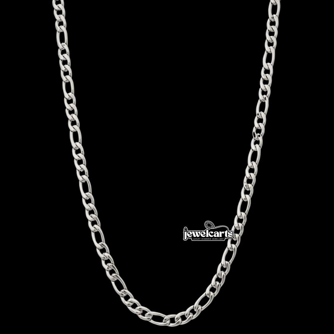 4MM 925 Sterling Silver Figaro Chain Front View