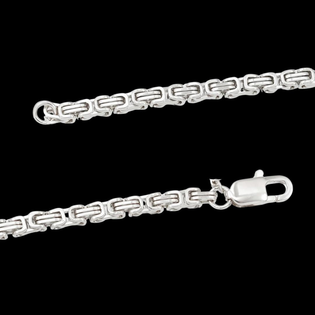 4MM Byzantine Chain Silver Clasp View