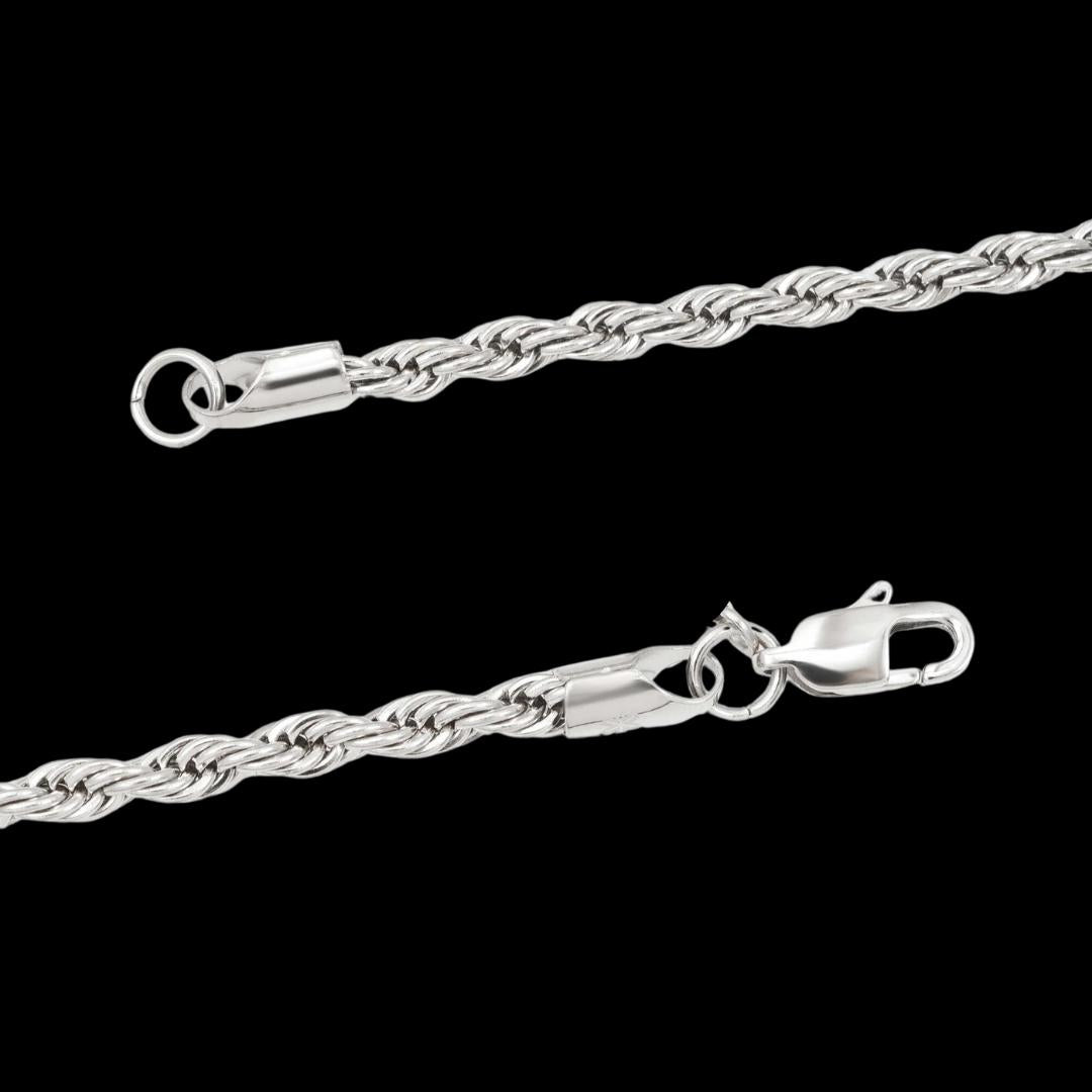 4MM Rope Chain and Bracelet Bundle in Silver Clasp View