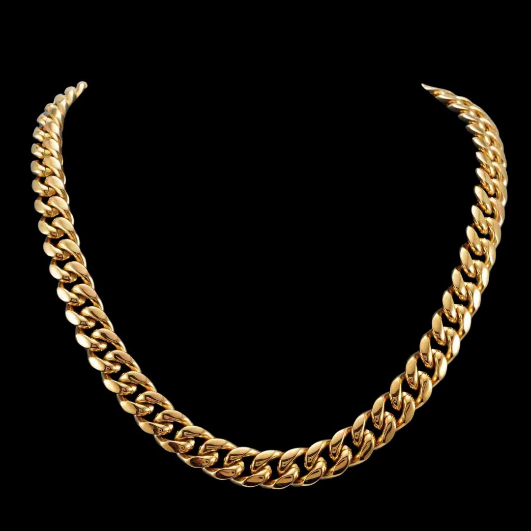 14MM 14K Yellow Gold Classic Cuban Necklace
