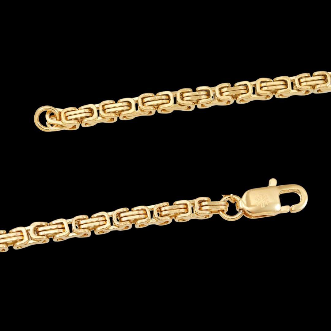 4mm Byzantine Chain in 14K Yellow Gold Clasp View