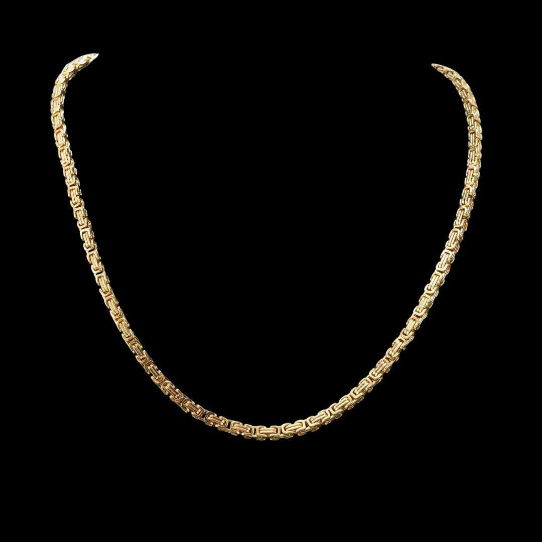 4mm Byzantine Chain in 14K Yellow Gold Close Up View