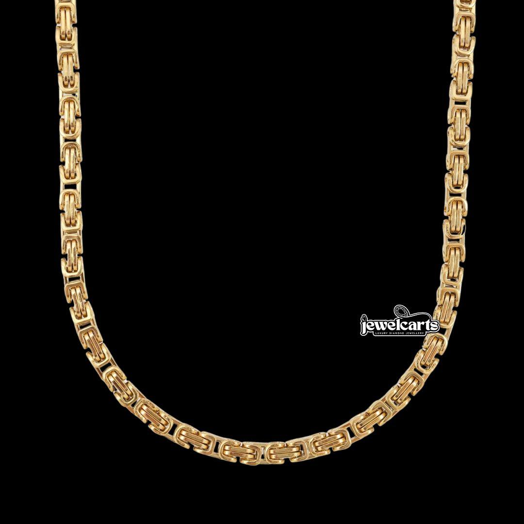 4mm Byzantine Chain in 14K Yellow Gold Front View
