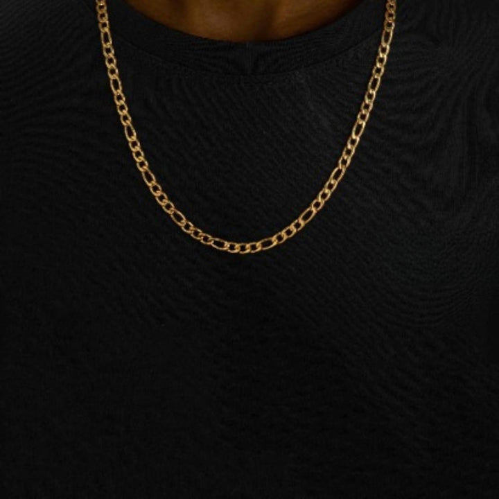 5MM 14K Gold Figaro Chain Neck View