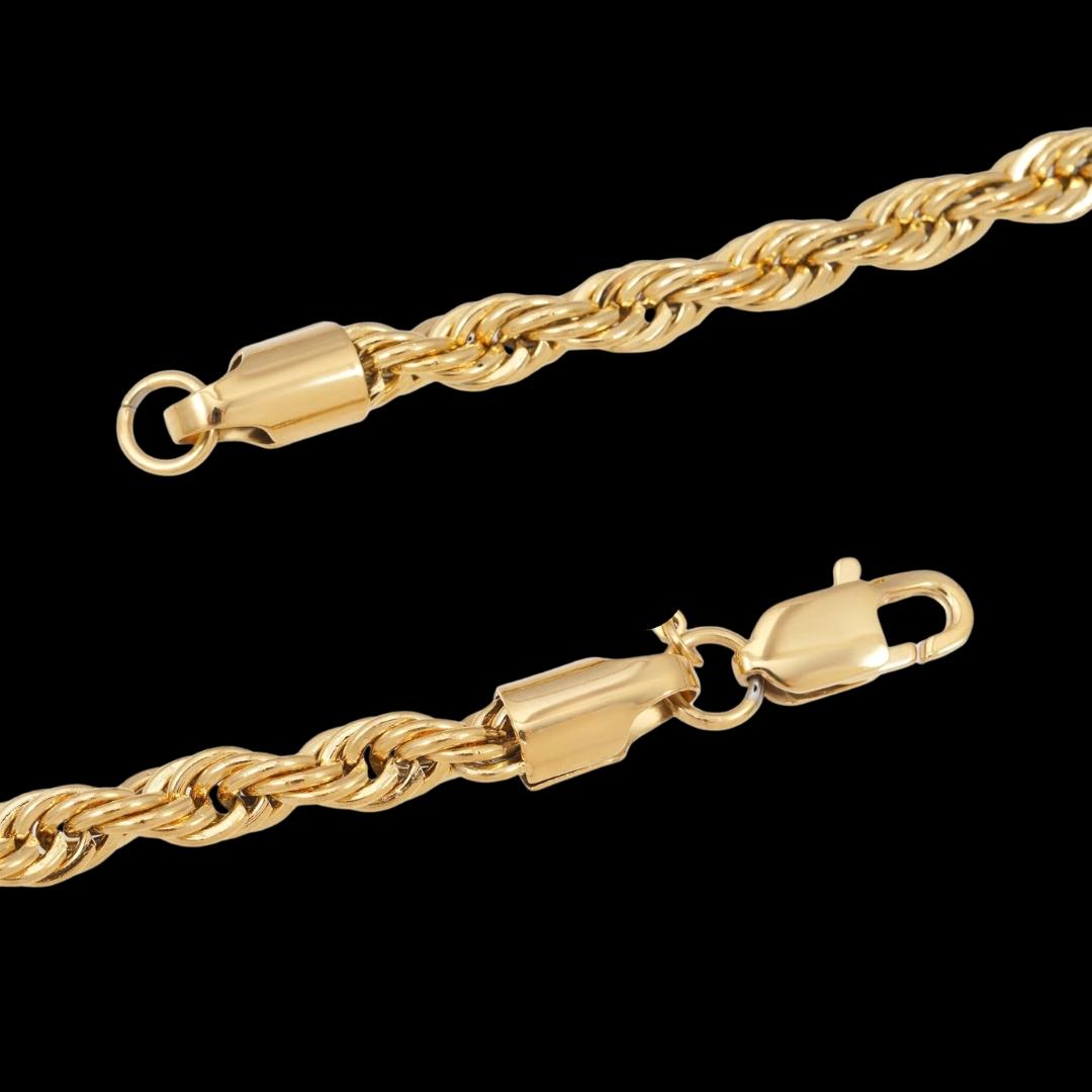 6MM 14K Yellow Gold Twisted Rope Necklace