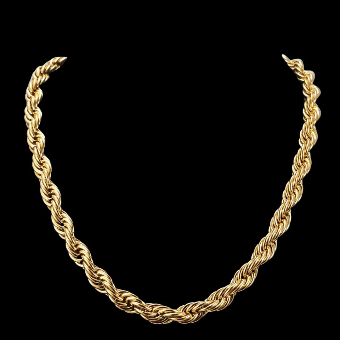 10MM 14K Yellow Gold Rope Link Necklace