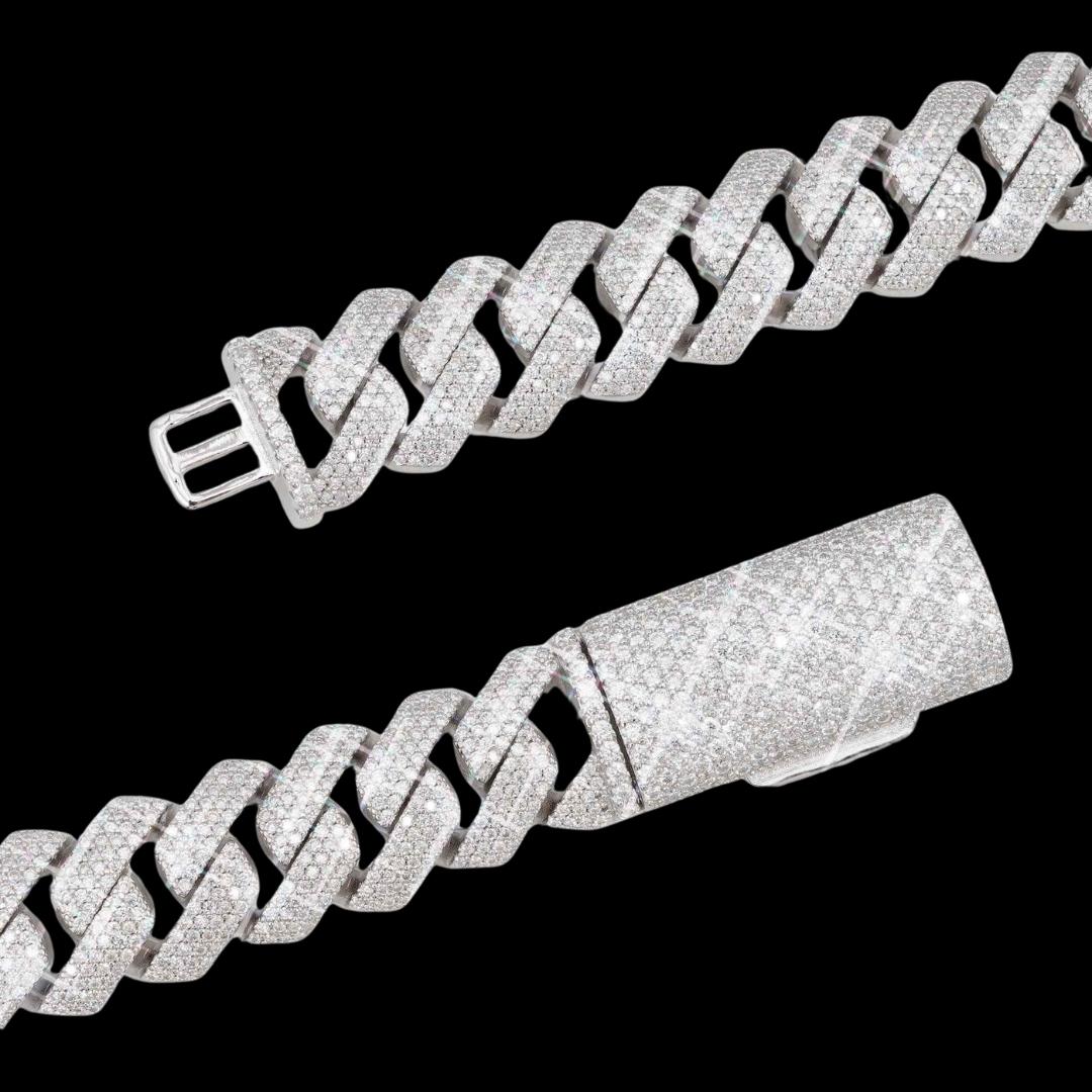 15MM 4-Row Moissanite Cuban Link Chain 14K Gold